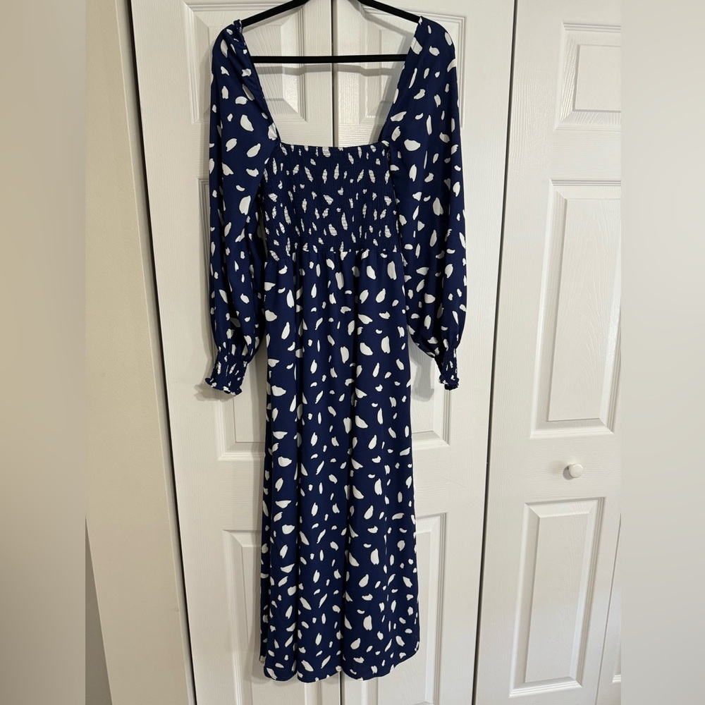 Classic Smocked Maxi Dress with slit